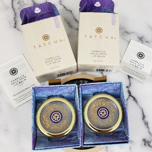 Tatcha Camellia Gold Spun Lip Balm + Matcha Clarifying Gel Cleanser Bundle